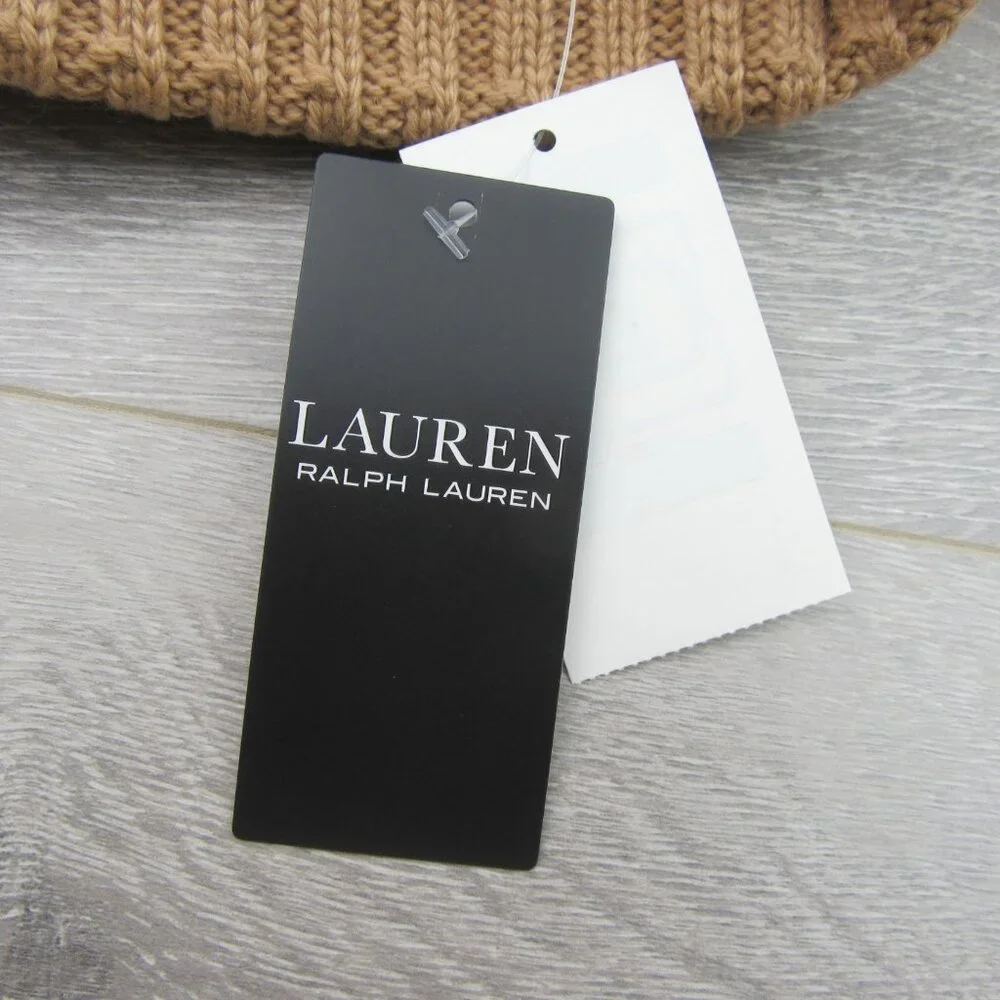 Lauren Ralph Lauren Crest-Patch Pom Pom Cable-Knit Beanie NEW - Picture 10 of 11